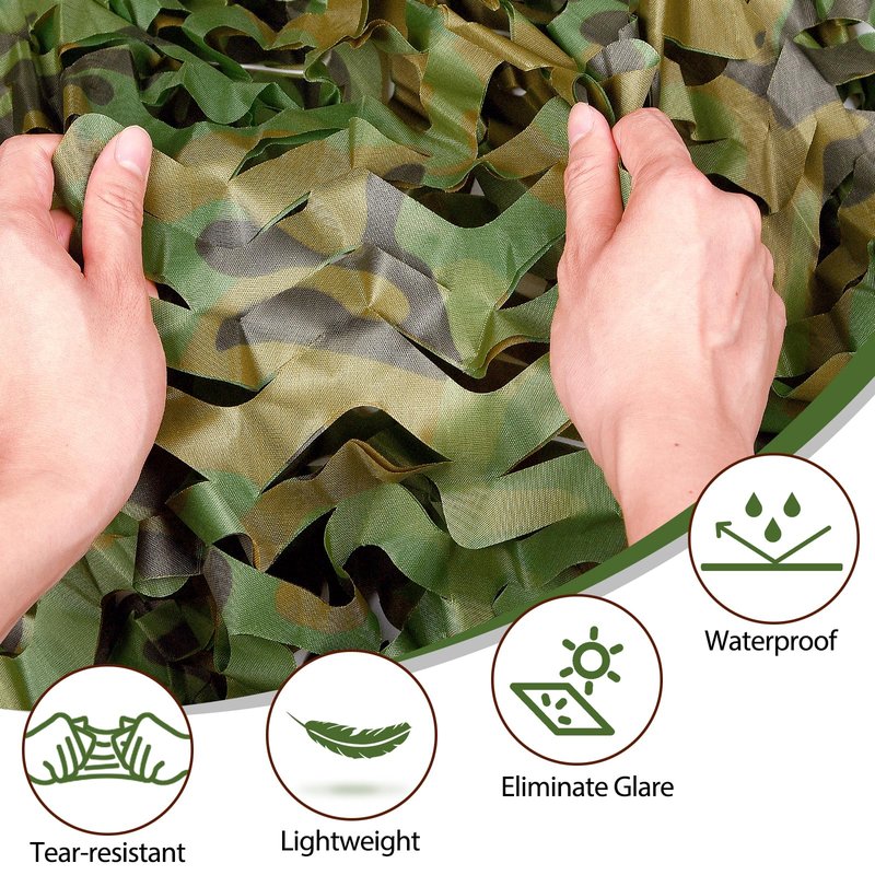 Yeacool Camo Netting Camouflage Netting Bulk Roll Burlap Camo Tarp Sunshade Net for Hunting Blind Military Dinosaur Birthday Theme Party Decoration (Woodland Camo, 4.9ftx26.2ft, 1.5m*8m)
