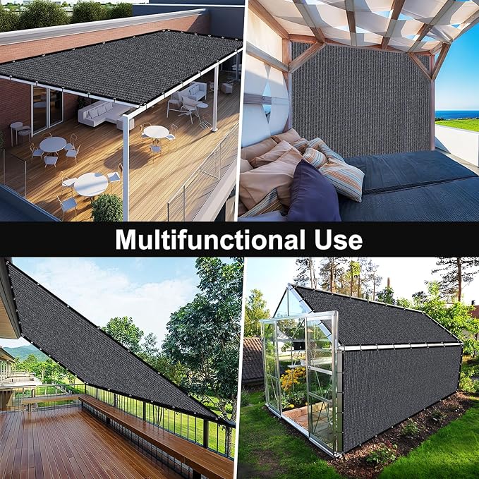 Artpuch 90% Sun Shade Cloth, 10 x 16 FT Pergola Shade Cover Canopy with Grommets, Sun Screen Fabric Tarp for Patio, Outdoor, Garden, Backyard, Dark Grey