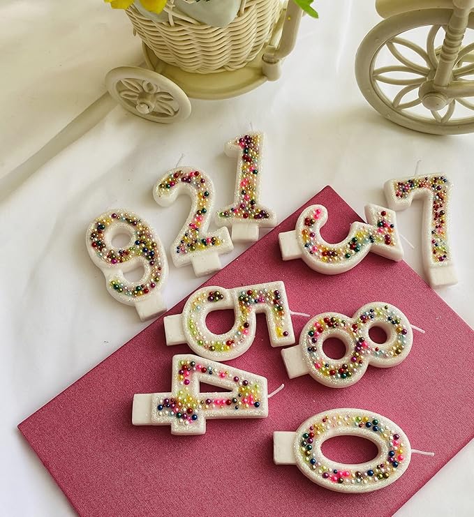 Birthday Candles, Pearl Sequin Number Candle Party Supplies (Number-2)