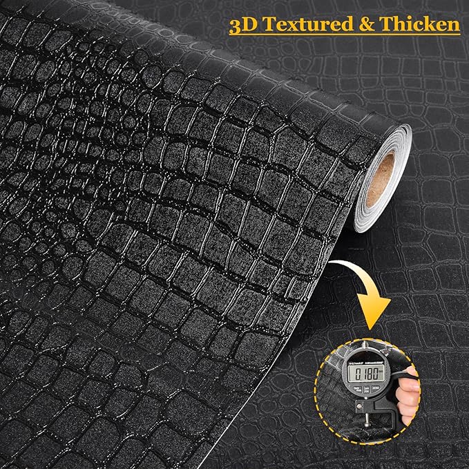 Fititem Black Peel and Stick Wallpaper 393inL 17.3inW Black Contact Paper