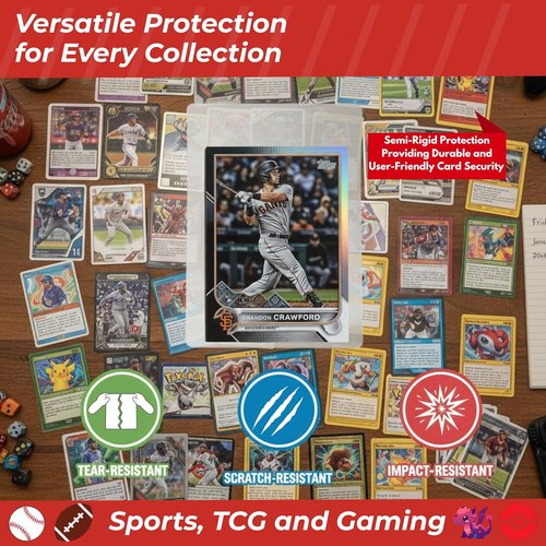 Cardboard Gold Card Saver 1 - 50 Count Semi-Rigid Trading Card Holders | PSA-Approved Protectors for Sports Cards