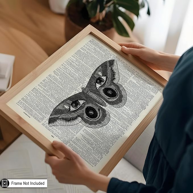 Poster Master Dictionary Art Poster - Butterfly Print - Eyes on Wings Art - Insect Art - Gift for Men, Women & Animal Lover - Gothic Decor for Living Room, Bedroom or Dorm, 18x24 Unframed Wall Art