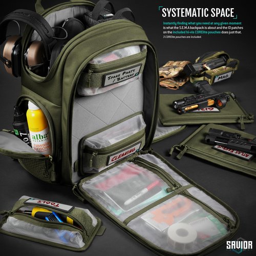 Savior Equipment SEMA Compact Tactical Range Pistol Backpack w/ 3 Gun Rug Sleeve