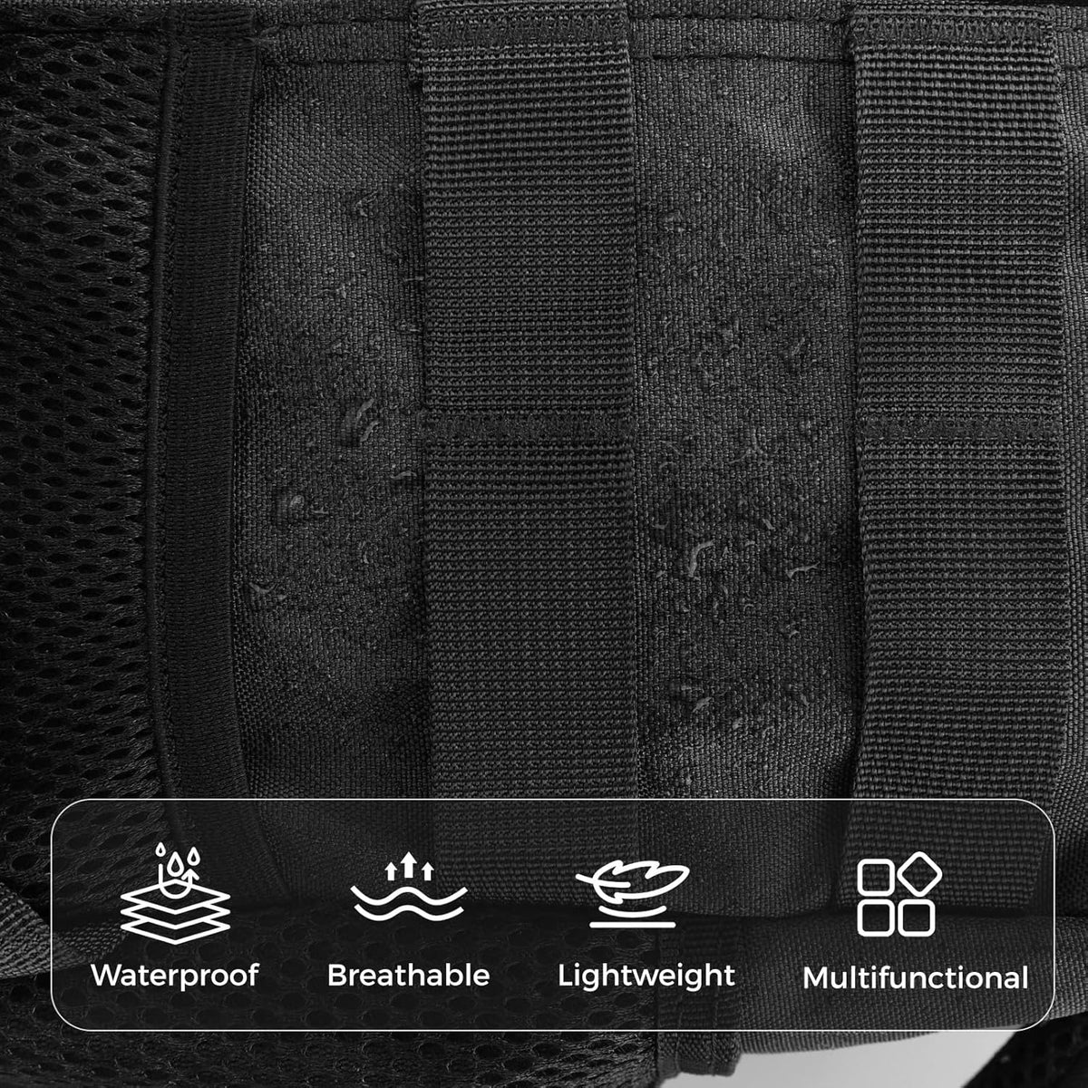 Skiennix 9L Mini Tactical Backpack - Small Military Gym Bag for Men & Women | Black Molle Daypack
