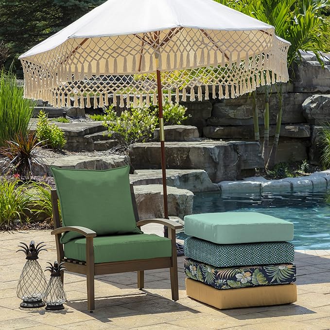 Arden Outdoor Deep Seat Cushion Set (4-Pack), 22 in x 24 in, Weather-Proof, Rain-Proof, Fade Resistant Patio Cushion for Chair, Sofa, and Couch Bright Moss Green Leala