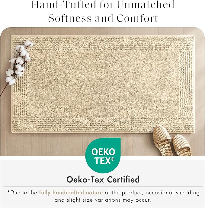 Madison Park Splendor Reversible 100% Cotton Tufted Bathroom Rug-3000 GSM Hotel Quality Luxurious Plush Medium Pile Bath Mat Absorbent, Quick Dry, Shower Room Décor, 17x24 Natural