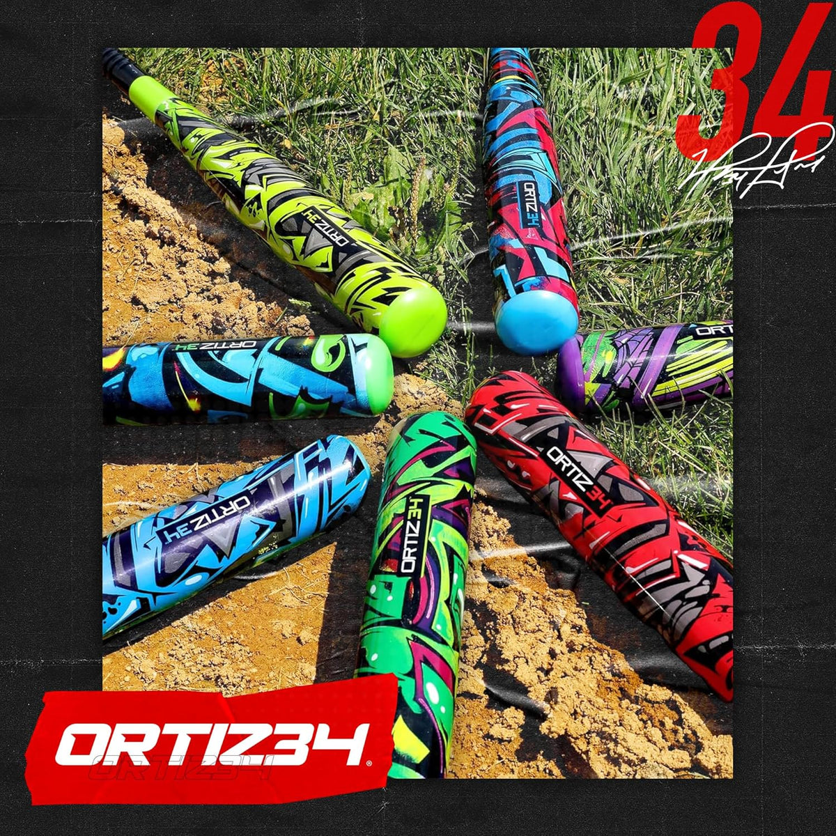 Ortiz34 Baseball Bat & Ball Set - Graffiti Design for Youth & Adults | Perfect for Backyard Fun