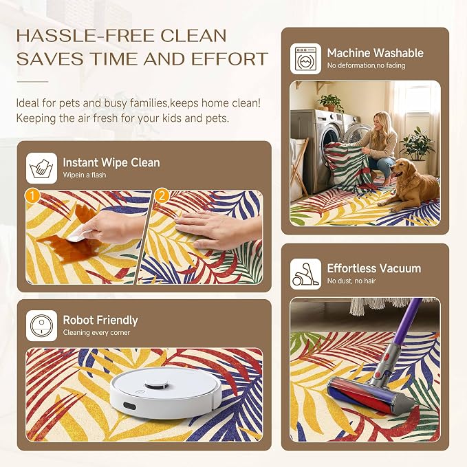 5x7 Indoor Outdoor Area Rug Washable Patio Rug Multicolored Non Slip Non Shedding Waterproof Carpet for Living Room Bedroom Backyard Porch Camping RV Balcony Poolside