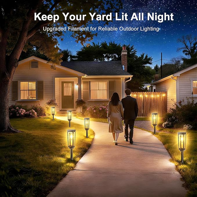 Solar Pathway Lights Outdoor Waterproof IP65, 8 Pack Warm White Solar Walkway Lights, Auto On/Off Outdoor Light for Lawn Garden Patio Driveway Decor Landscape Lighting