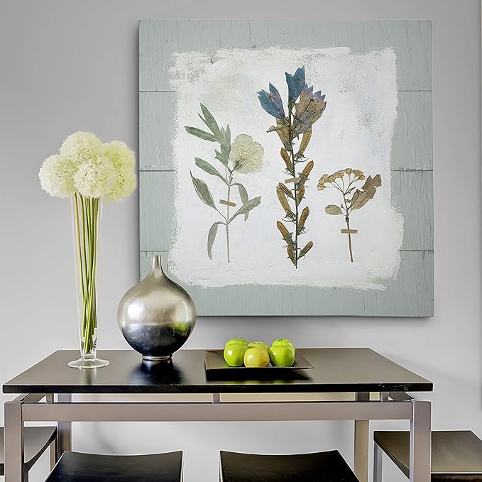 Wexford Home Pressed Flowers on Shiplap Gallery Wrapped Canvas Wall Art, 16x16, 18762-16x16