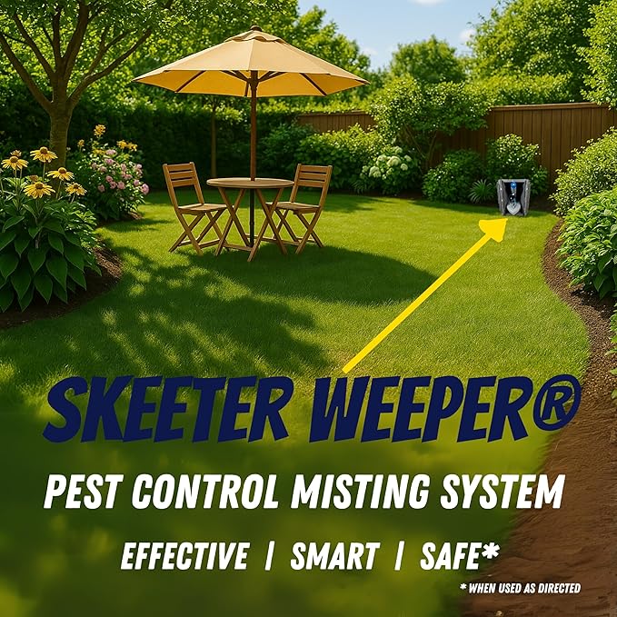 Skeeter Weeper® Smart Pest Control Fogging/Misting System and Premium Natural Misting Solution Bottle (Concentrate)