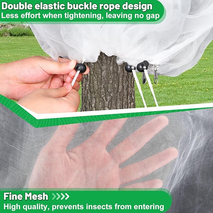 Easy Installation Fruit Tree Netting with Zipper & Drawstring - 8.2x6.6ft Ultra Fine Mesh Garden Protection Screen to Protect Pear Peach Apple from Bird Insect Bug Cicada Deer Squirrel
