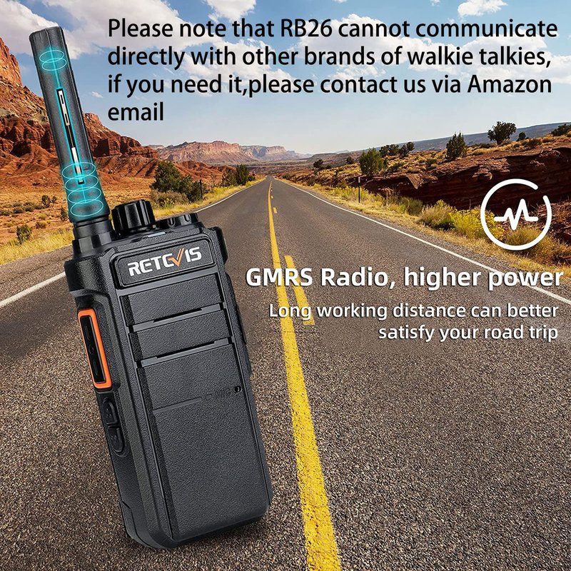 Retevis RB26 Walkie Talkies Long Range, Extended Range Two-Way Radios, Repeater Compatible, 2000mAh Rechargeable Battery, USB-C Charging, Flashlight, Emergency Radios for Camping,Hiking(2 Pack)