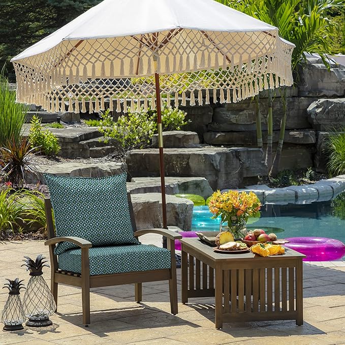 Arden Outdoor Foam Deep Seat Cushion (2-Pack), 22x24, Premium High-Density Foam, Never Flattens, Weather-Proof for Patio Chair Sofa Couch, Alana Tile