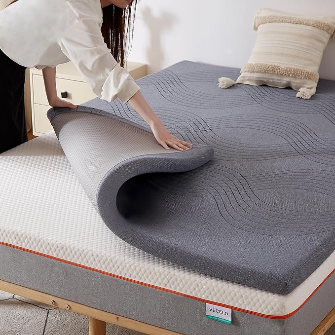 VECELO Gel Infused Memory Foam Mattress Topper California King Size, 2 Inch Fresh Cooling Mattress Pad with Washable Cover, Pain Pressure Relieve Bed Topper, Breathable, Comfort