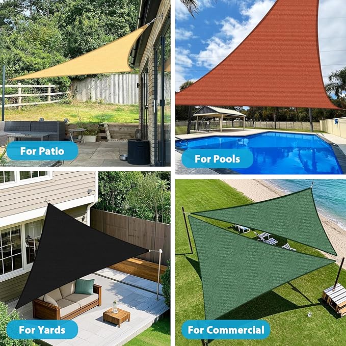 Amagenix Sun Shade Sail 19X19X19 Curved Edge Outdoor Shade Canopy Sand Breathable 95% UV Block Shade Cloth for Patio Garden Backyard (We Make Custom Size)