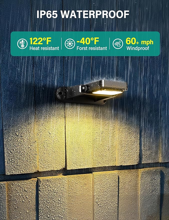 COXSENI Solar Wall Lights Outdoor with Remote Control, Large Battery, 6 Color Modes, Warm/Cool White, RGB, IP65 Waterproof 360° Adjustable Angle for Fence Porch Yard Deck Step, 4 Pack