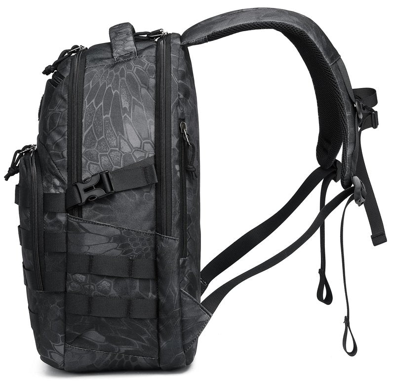 Wotony Military tactical backpack, backpack for men black small tactical assault bag (Python Black, 18.5 inch)