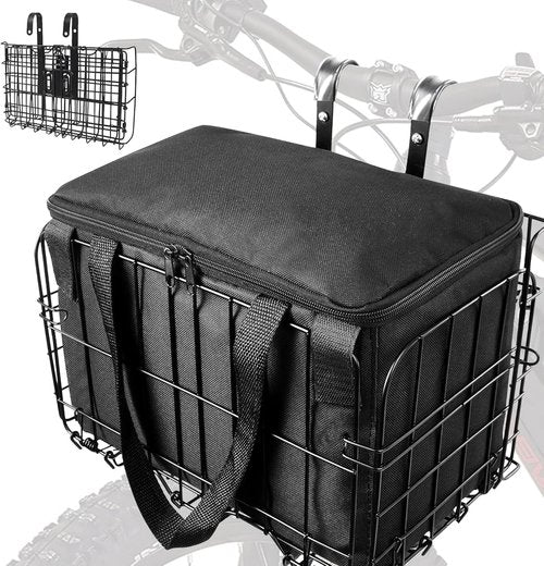 LIQING Folding Bike Basket - Quick Release Design with Removable Liner Bag | Ideal for Pets, Groceries & More