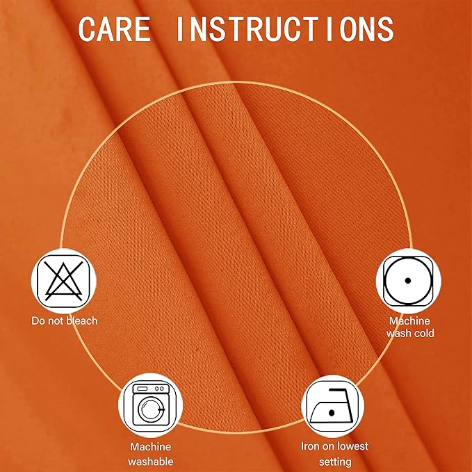 LEMOMO Orange Blackout Curtains 52 x 63 Inch Length/Set of 2 Curtain