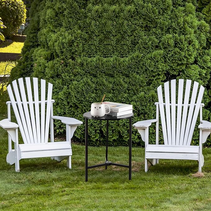 Party Zealot Set of 2 Small Round Metal Side Tables 13 Inches Black Outdoor End Tables for Patio, Balcony, Porch or Garden – Weather-Resistant Corner Coffee Table for Small Spaces & Indoor Plant Stand