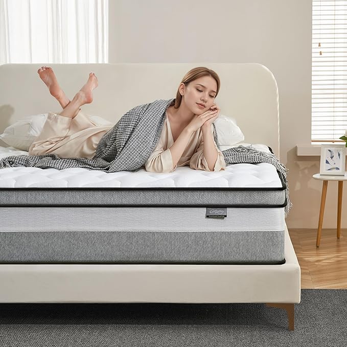 King Mattress, 14 Inch King Size mattresses | Medium Firm - Cooling Gel Memory Foam & Zoned Pocket Coils for Pressure Relief, Spinal Alignment & Extra Lumbar Support | Motion Isolation |