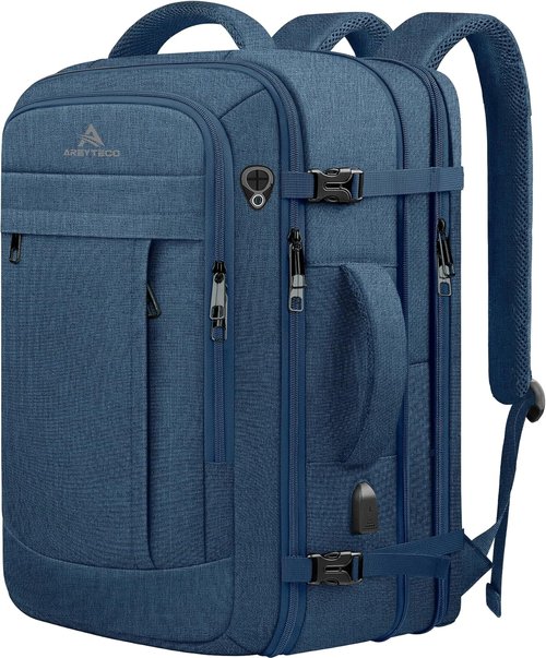 AREYTECO 60L Large Capacity Laptop Backpack - Expandable Water-Resistant Travel Bag for Men | Blue
