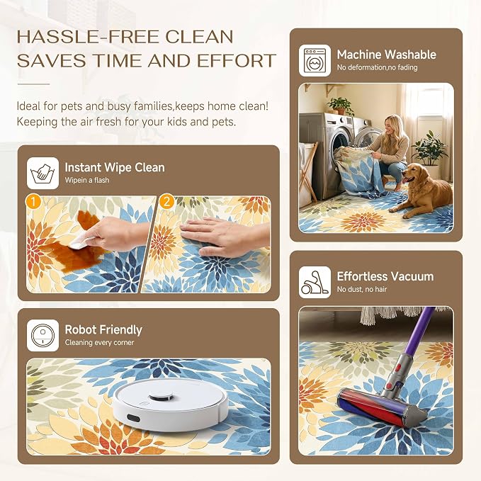 5x8 Indoor Outdoor Area Rug Washable Patio Rug Colorful Non Slip Non Shedding Waterproof Carpet for Living Room Bedroom Backyard Porch Camping RV Balcony Poolside