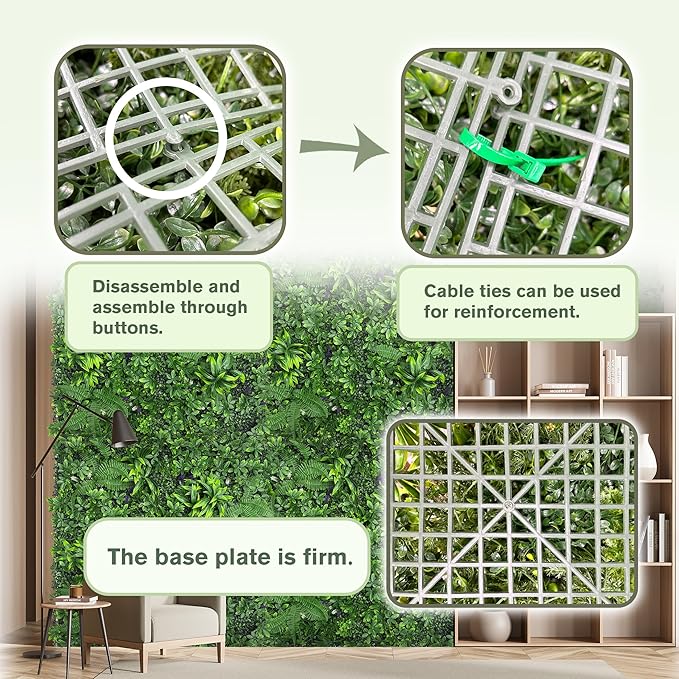 Artificial Green Boxwood Grass Wall Roll: 80"x120" UV Protected Ivy Privacy