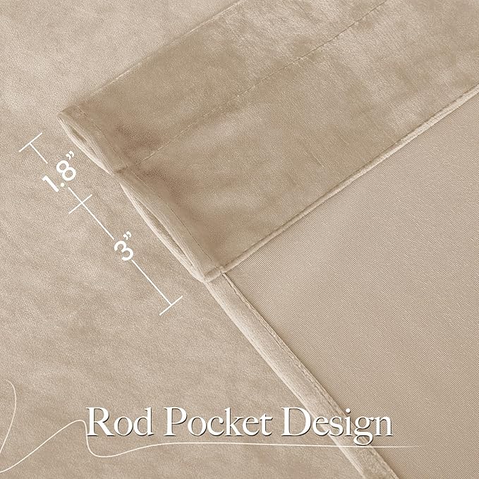 NICETOWN Beige Velvet Curtains 102 inches Long 52 inch Wide 2 Panels, Luxury