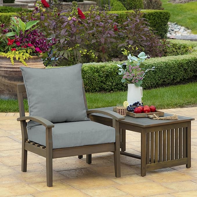 Arden Outdoor Deep Seat Cushion Set (2-Pack), 22 in x 24 in, Weather-Proof, Rain-Proof, Fade Resistant Patio Cushion for Chair, Sofa, and Couch Stone Grey Leala