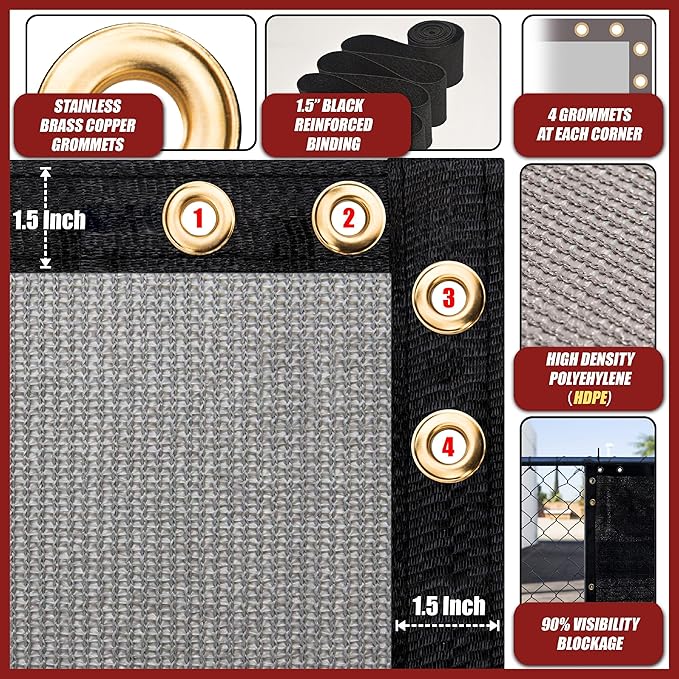 Amgo Custom Made 3' x 72' Grey Balcony Privacy Screen, Apartment Porch Railing Patio Fence Windscreen Fabric Cloth, Heavy Duty, Commercial and Residential, 90% Blockage (We Customize)