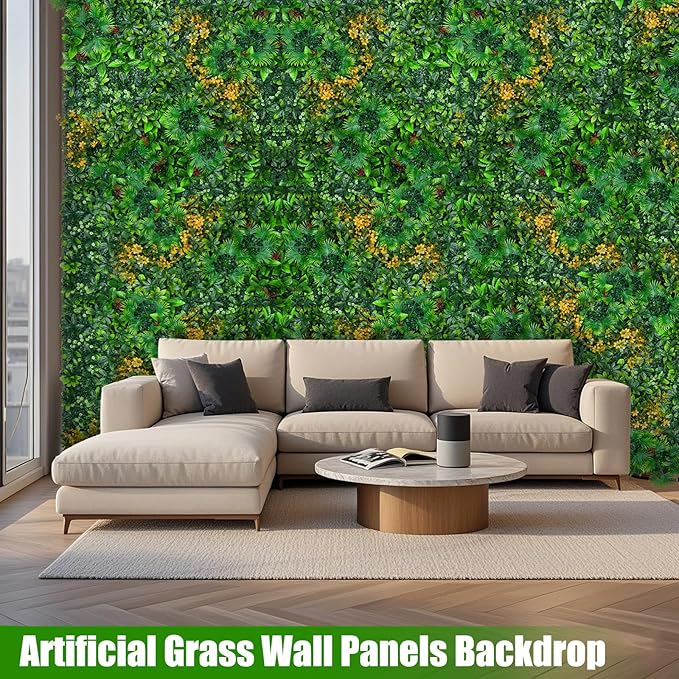 Grass Wall Panels, UV-Anti Faux Greenery Plant Boxwood Panels