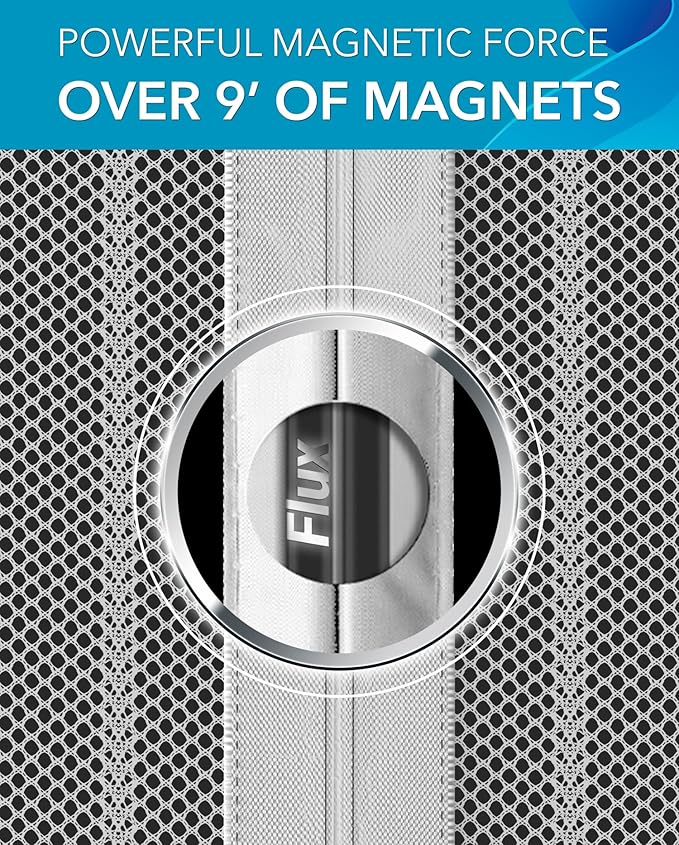 Flux Phenom Magnetic Screen Door Mesh 38x82 Inch – Easy Install, Strong Magnet Strength, Self-Sealing Mesh, Pet Tested, Hands-Free Entry, Door Screen Magnetic Closure, Keeps Bugs Out - White
