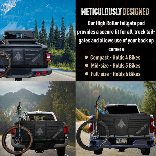 Send It. High Roller Tailgate Bike Pad V2 - Truck Accessories for Mountain Bikers, BMX, Ebikes & More (Full Size)