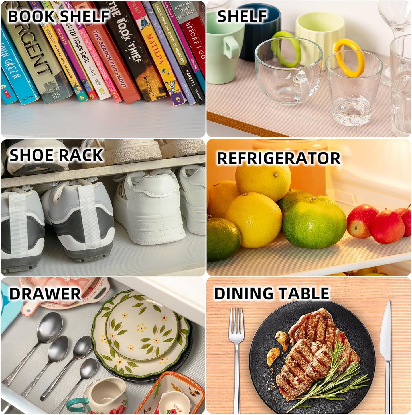Shelf Liners for Kitchen Cabinets Non-Adhesive & Washable,Non Slip Cabinet Liners for Shelves Waterproof & Oil Proof,Clear Plastic Drawer Liner,Easy to Cut 17.5 Inches x 20 FT x 2 Rolls CP-17202