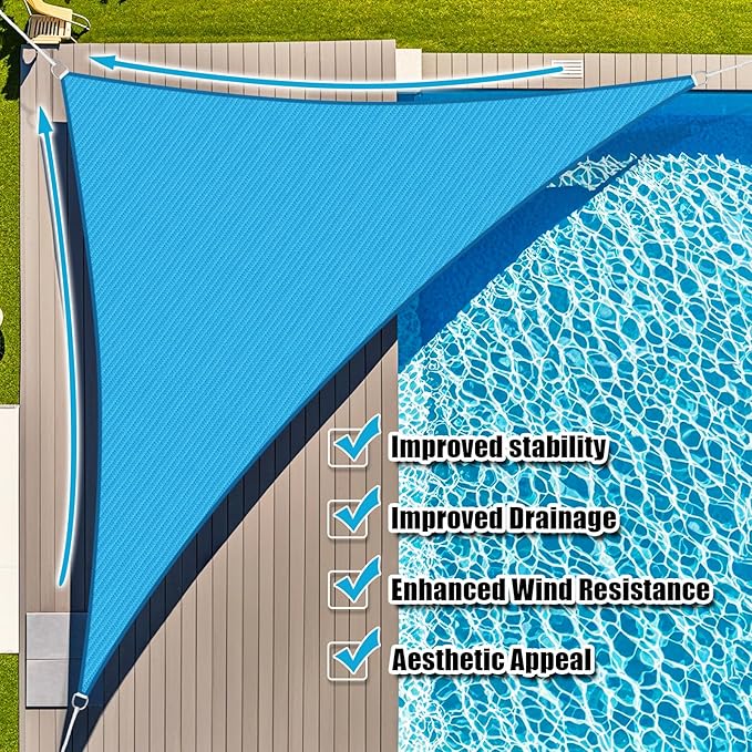Amagenix Sun Shade Sail 24'X24'X24'Curved Edge Outdoor Shade Canopy Mixed Turquoise Breathable 95% UV Block Shade Cloth for Patio Garden Backyard (We Make Custom Size)