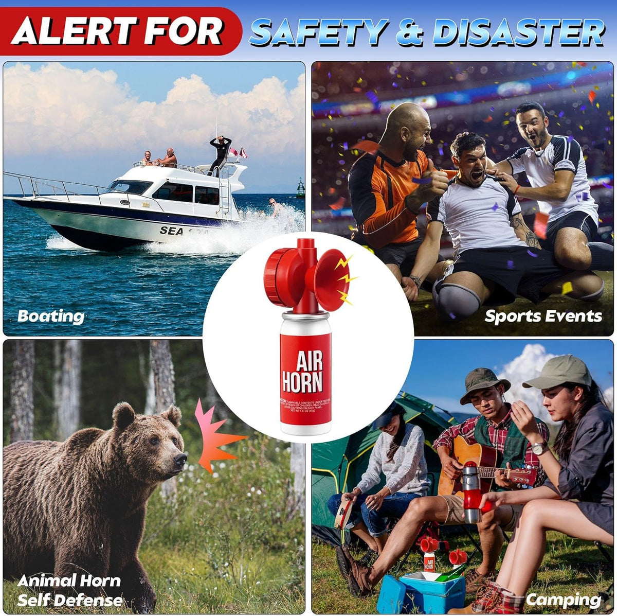 Saillong 1.4oz Marine Air Horn - Loud Safety Signal for Boats & Sporting Events | Compact Emergency Use