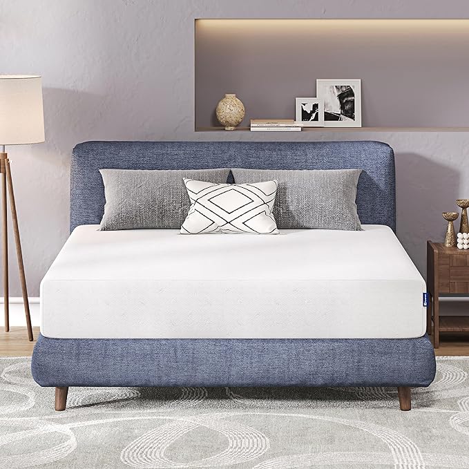 Avenco King Mattress, 10 Inch Bamboo Charcoal King Size Memory Foam Mattress in a Box for Pain Relief & Cooling Sleep, CertiPUR-US Certified King Bed Mattress, White