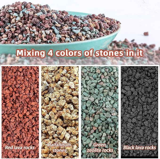 5lb Mix Horticultural Lava Rock Pebbles Pumice Potting Soil Amendment Succulent Cactus Bonsai Gritty Rock Decorative Gravel Plant Drainage Volcanic Rock for Aquarium Fairy Gardening Top Dressing
