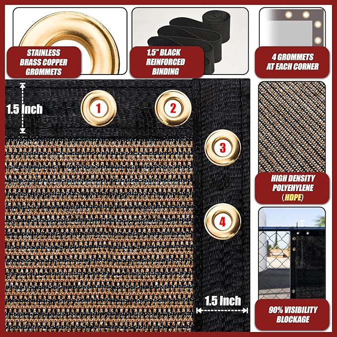 Amgo Custom Made 3' x 137' Brown Balcony Privacy Screen, Apartment Porch Railing Patio Fence Windscreen Fabric Cloth, Heavy Duty, Commercial and Residential, 90% Blockage (We Customize)