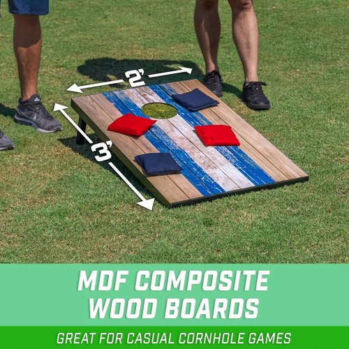 GoSports Portable Cornhole Set - 4 x 2 Ft or 3 x 2 Ft Options | Includes 8 Bean Bags & Travel Case