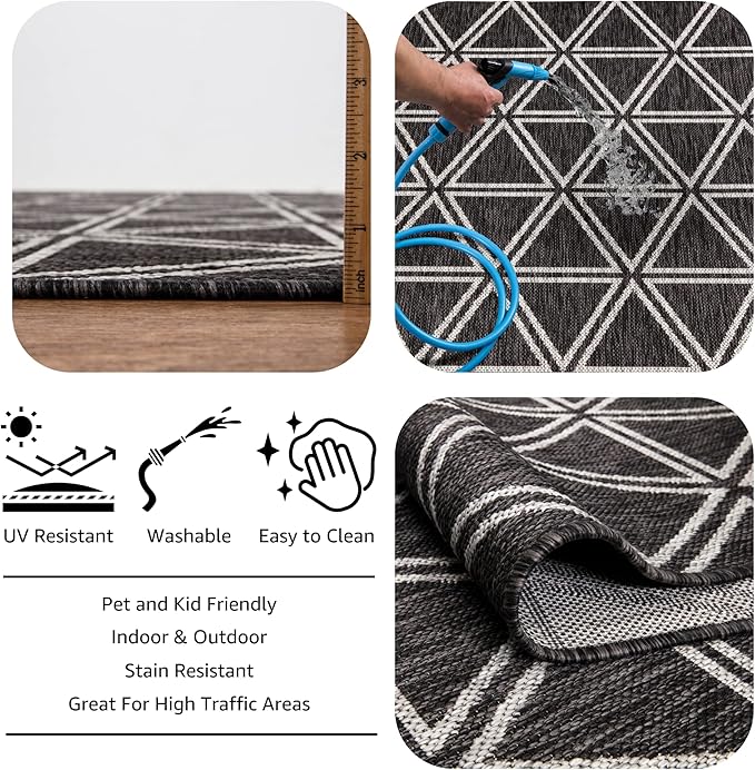 Keen Home Design Outdoor Rug - 8x10 Washable Indoor/Outdoor Rug for Patio, Balcony, Kitchen, Garden, Beach, Deck and Porch. Size: 7'9" x 10'2"