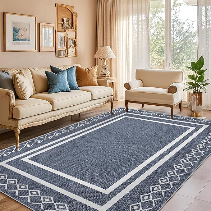 Outdoor Patio Rug, Outside Rectangular Carpet, Moroccan Geometric Rugs, Washable Large Indoor Outdoor Rug 6x9 Mats for RV, Picnic, Backyard, Deck, Balcony, Porch, Beach