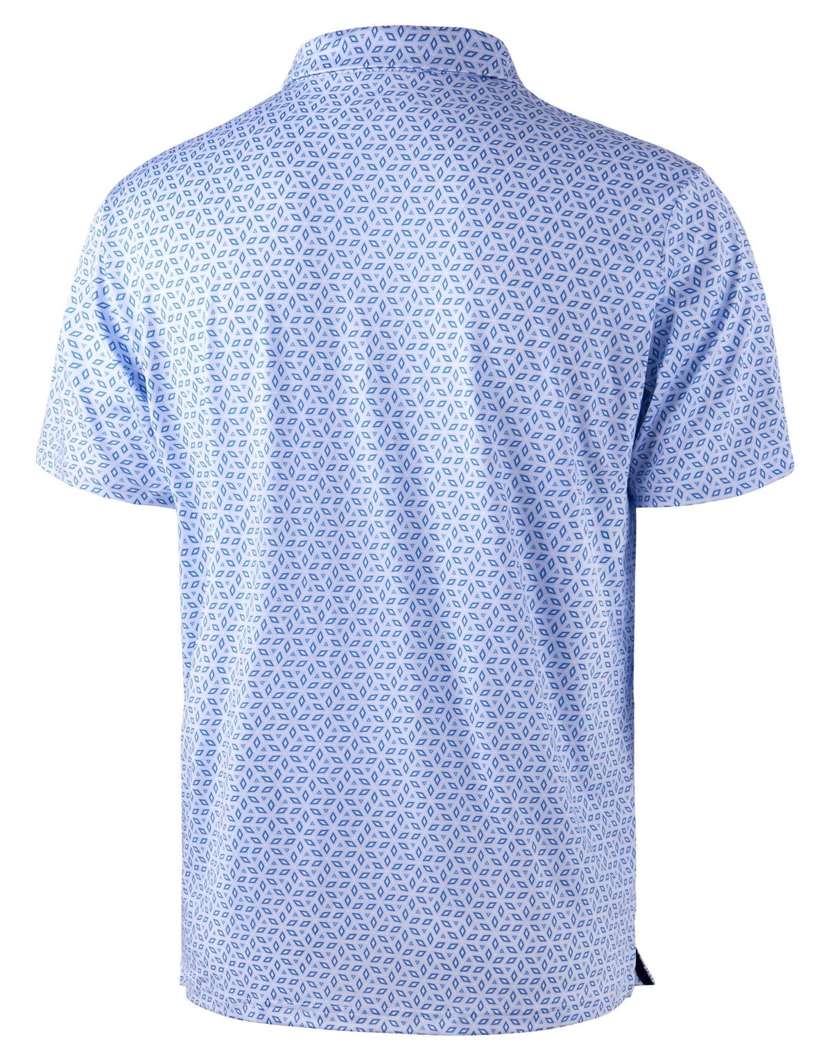 Obla Mens Golf Polo Shirts Short Sleeve Dry Fit Performance Moisture Wicking Casual Print Collared Golf Shirts for Men (Light Blue Diamond_L)