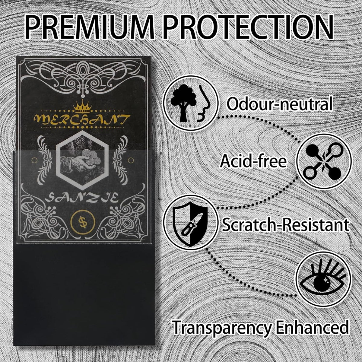 SANZIE Matte Card Sleeves - Premium Deck Protectors for MTG & TCG | 68 Count Deep Gray