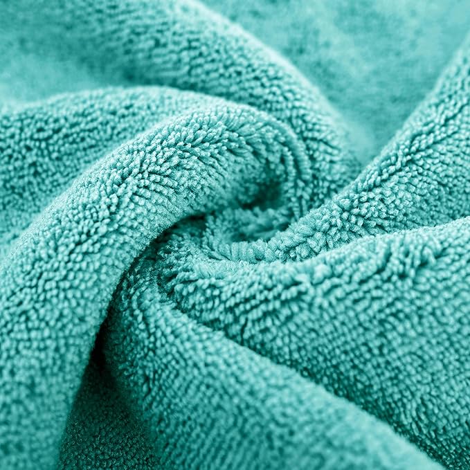 POLYTE Oversize, 60 x 30 in., Quick Dry Lint Free Microfiber Bath Towel Set, 6 Piece (Aqua)
