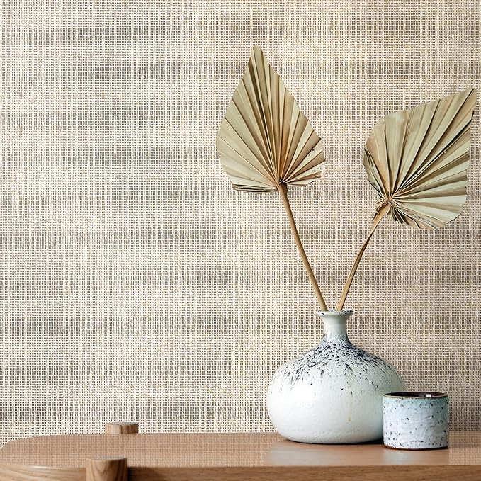 Ansehan Wallcovering W030105 Envy Collection 36" W x 8 Yard L, Natural Paper