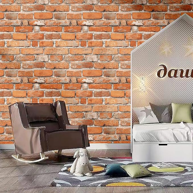 Faux Brick Peel and Stick Wallpaper 17.7" x 393" Contact Paper