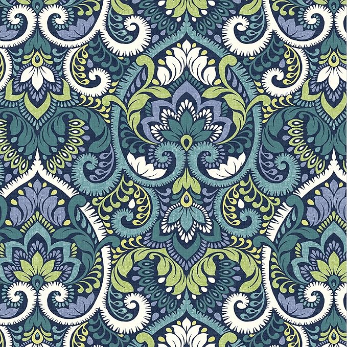 Arden Outdoor Foam Deep Seat Cushion Set, 24x24, Premium High-Density Foam, Never Flattens, Weather-Proof for Patio Chair Sofa Couch, Sapphire Aurora Blue Damask